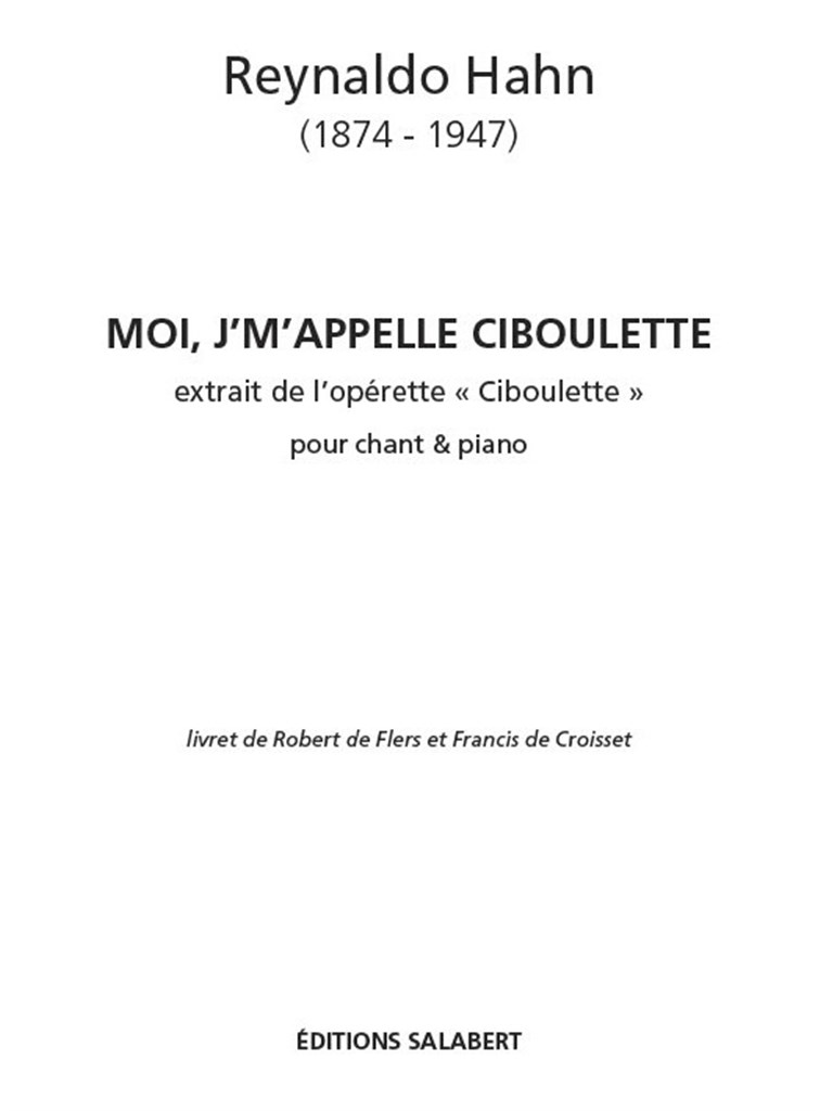 Moi J'M'Appell Ciboulette Chant-Piano